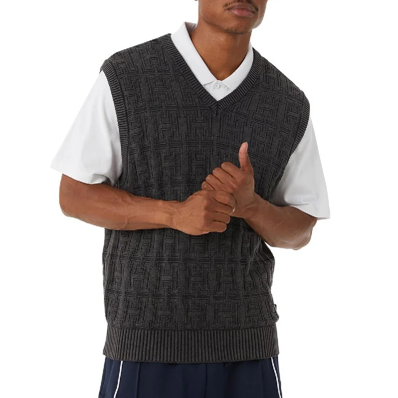 Huf Interlaced Jacquard Overdyed Vest Jacket - Black