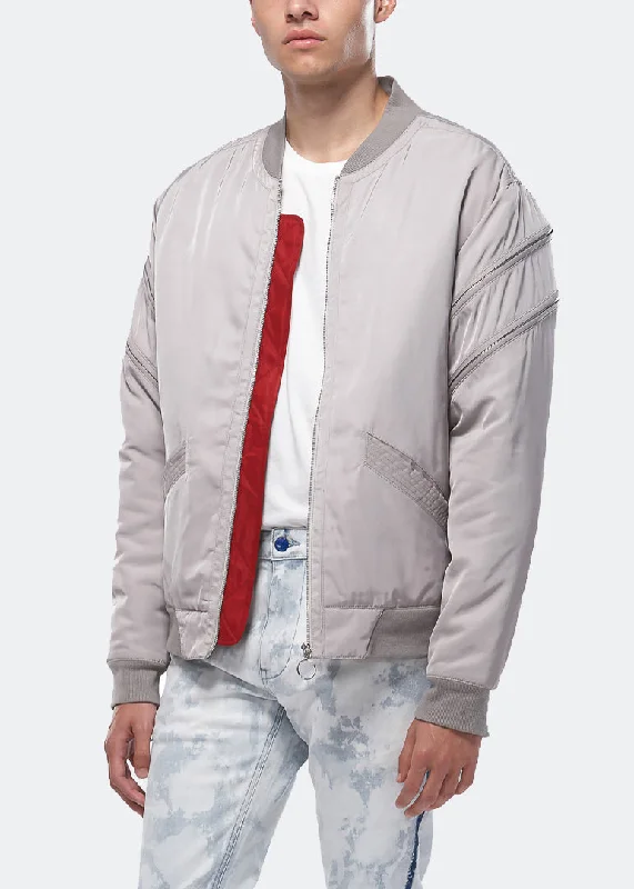 Konus Men's Bomber Jacket with Zipper Details in Grey