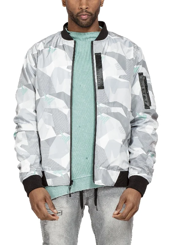 Konus Men's Ma-1 Camo Bomber Jacket in Gray