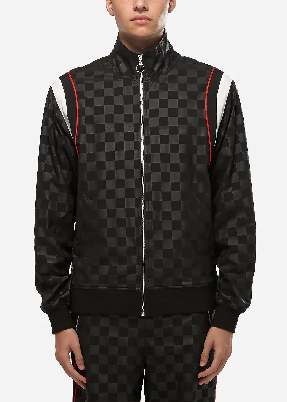 Konus Men's Tonal Checkered Jacket in Black