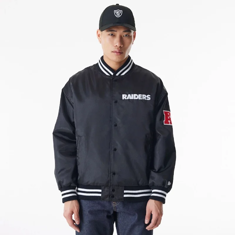 Las Vegas Raiders NFL Black Satin Bomber Jacket