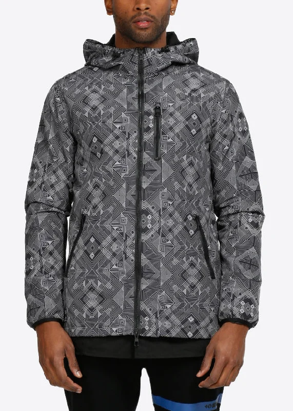 Men's Tech Graphic Wind Breaker Jacket in Black