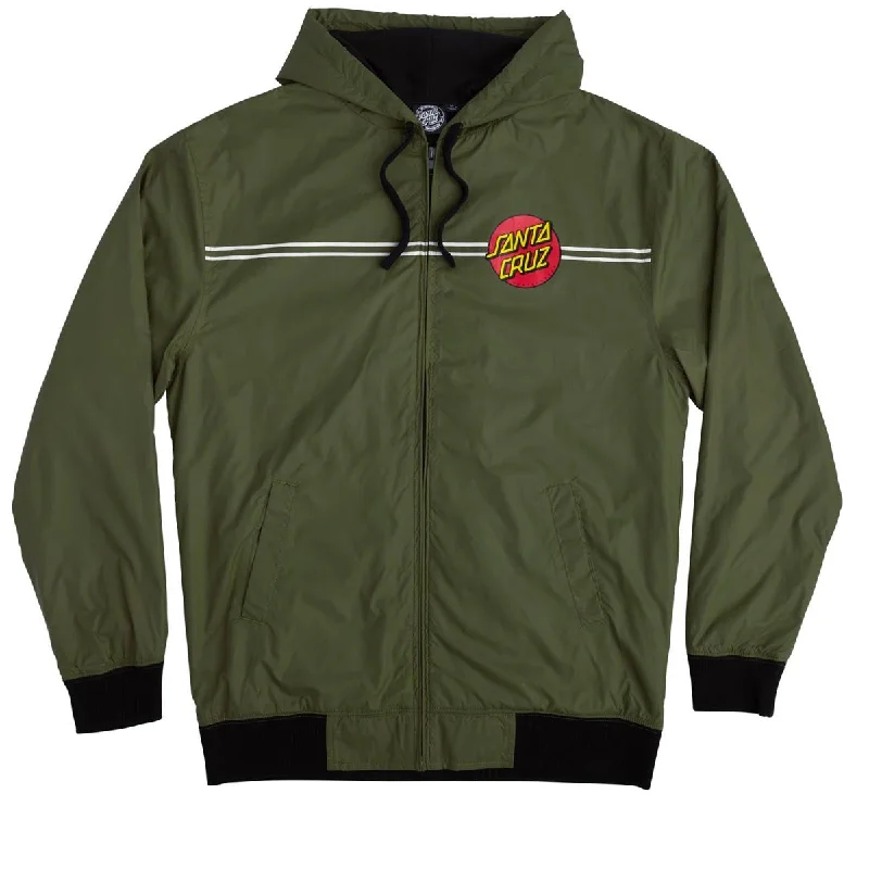 Santa Cruz Dot Hooded Windbreaker Jacket - Olive