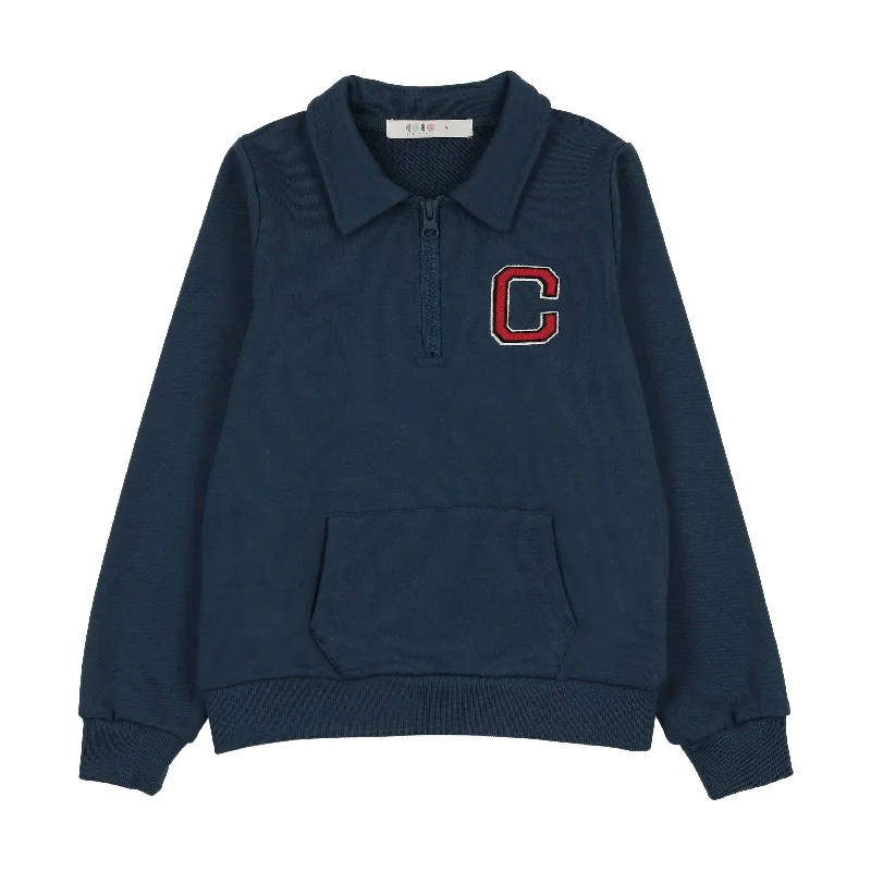 Coco Blanc Blue Zipper Sweatshirt