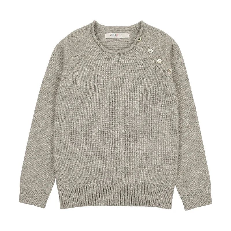 Coco Blanc Light Grey Button Sweater