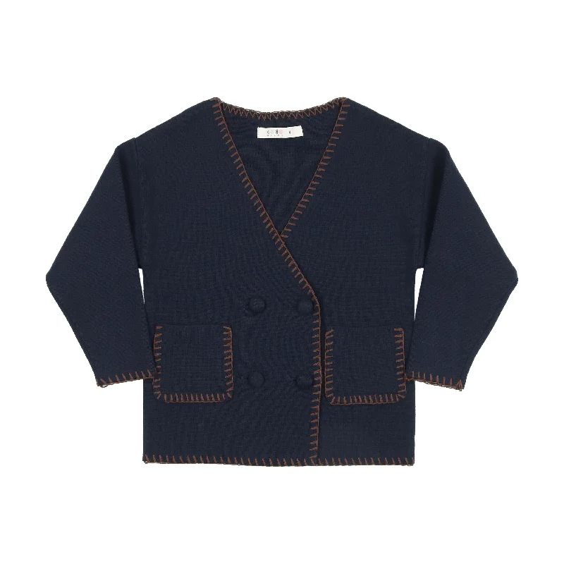 Coco Blanc Navy Double Breasted Sweater