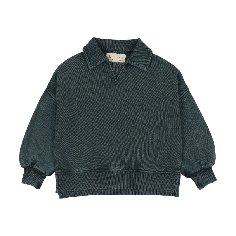 Farren And Me Washed Black Polo Sweatshirt