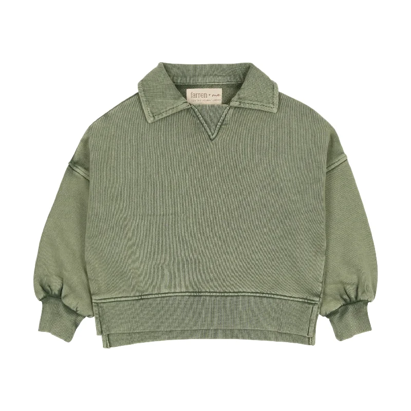 Farren And Me Washed Khaki Polo Sweatshirt