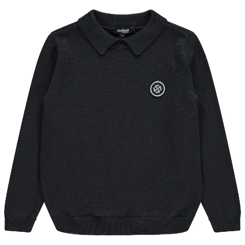 Jaybee Navy Textured Polo Sweater