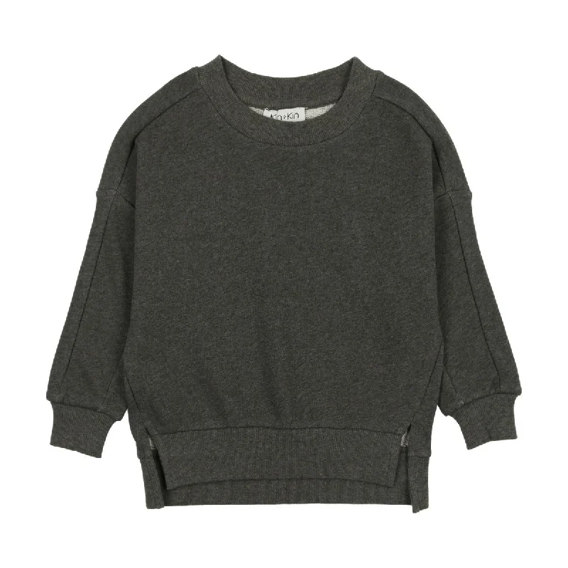 Kin And Kin Heathered Grey Tonal W Applique Sweatshirt