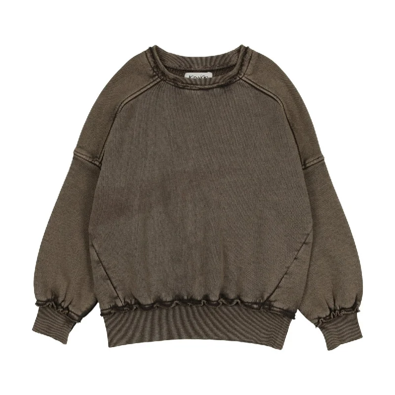 Kin And Kin Taupe Denim Washed Sweatshirt