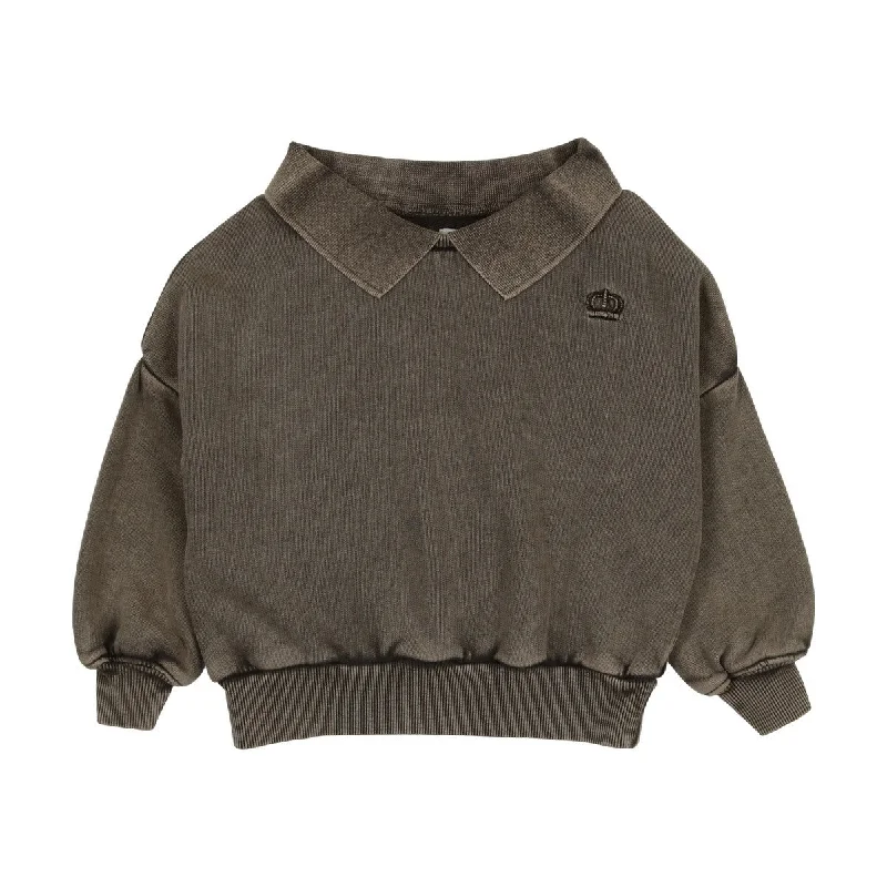 Kin And Kin Taupe Washed Polo Sweatshirt