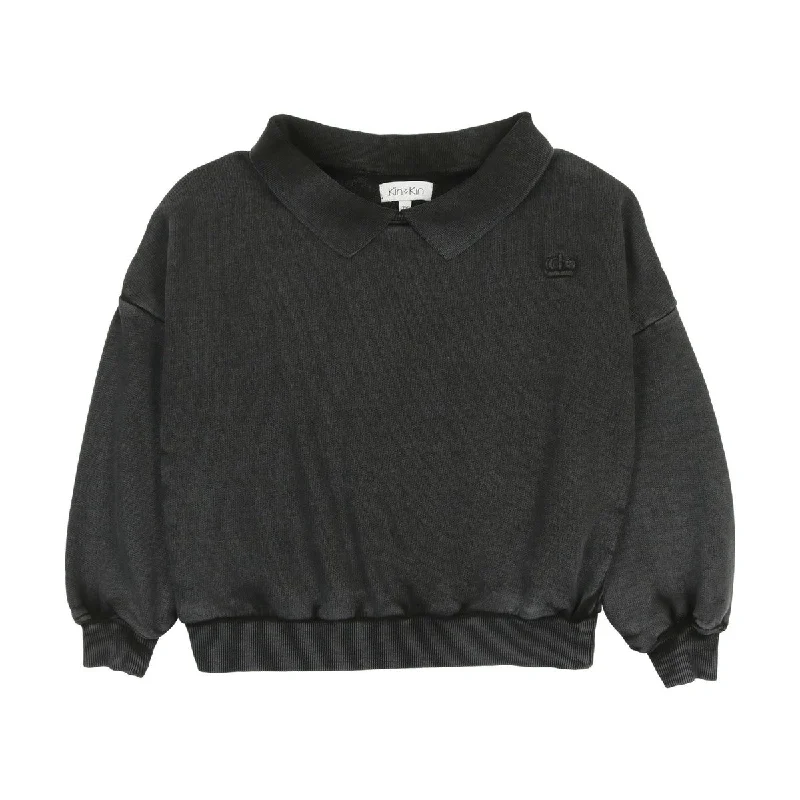 Kin And Kin Washed Black Polo Sweatshirt