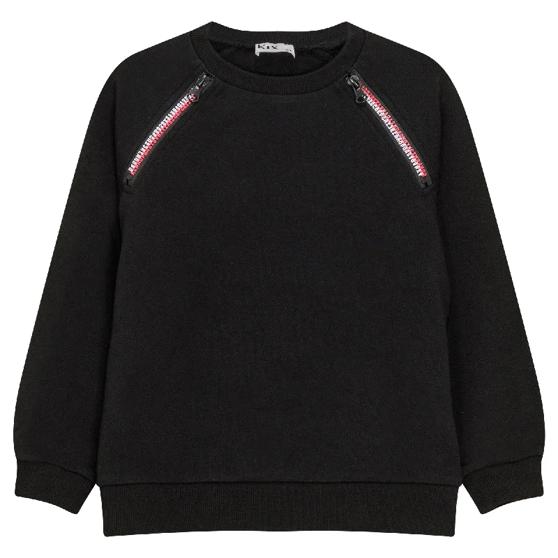 Kix Black Zipper Sweatshirt