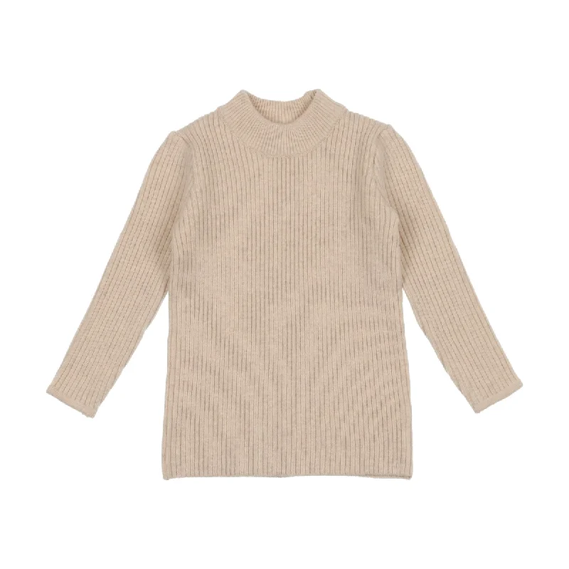 Lil Legs Ecru Knit Mockneck