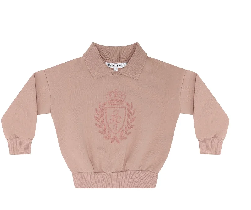 Little Parni Pink Collar Logo Sweatshirt