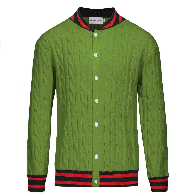 Men's green vintage knit sweater jacket