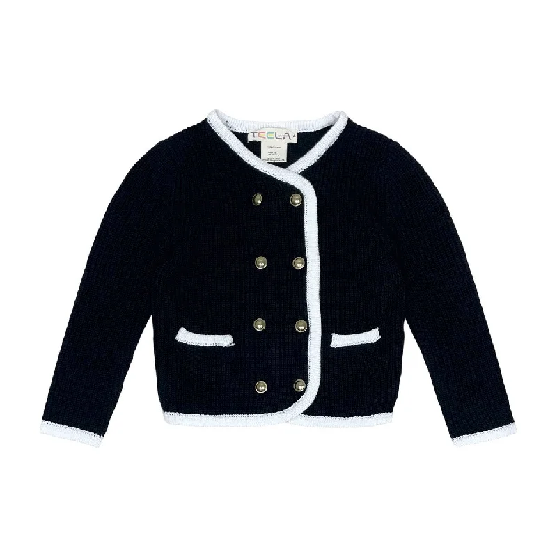 Teela Black/White Piping Knit Blazer