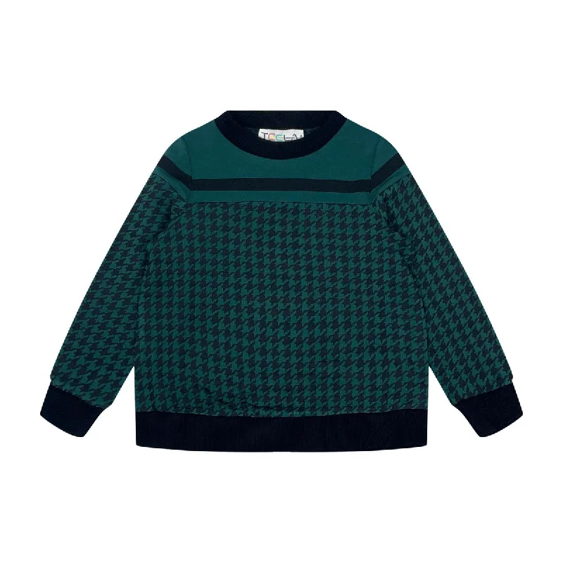 Teela Forest Green Houndstooth Top