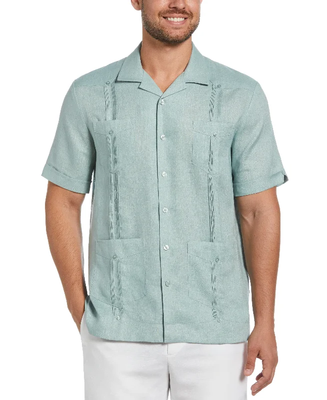 100% Linen Classic Guayabera Shirt - Short Sleeve