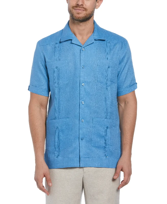 100% Linen Classic Guayabera Shirt - Short Sleeve