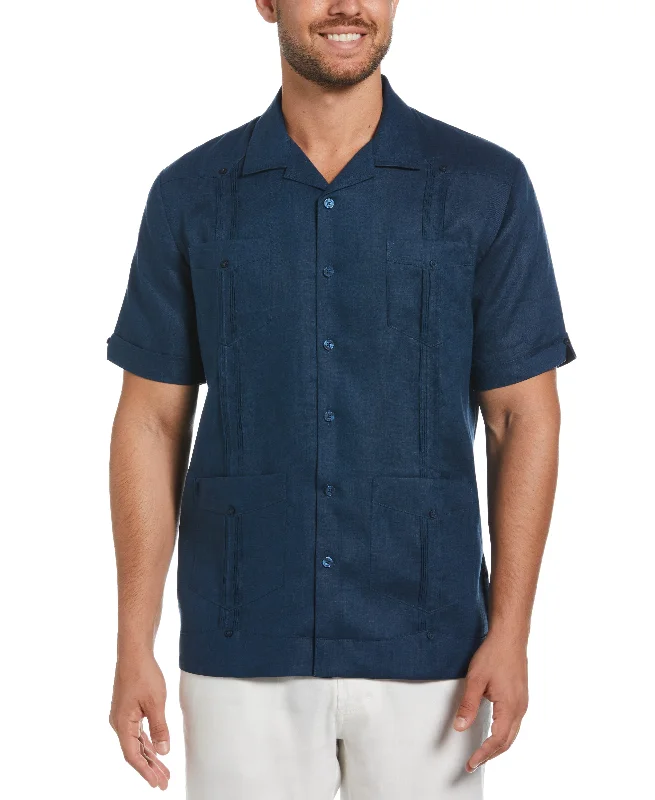 100% Linen Classic Guayabera Shirt - Short Sleeve