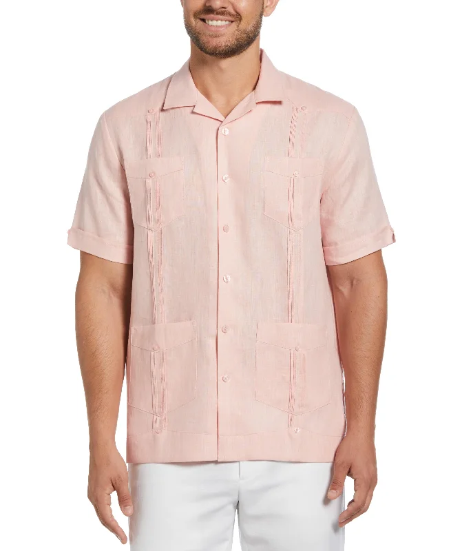 100% Linen Classic Guayabera Shirt - Short Sleeve