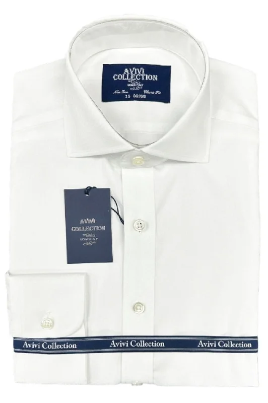 Avivi Collection Cotton Classic Fit Dress Shirt - White