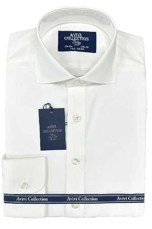 Avivi Collection Cotton Slim Fit Dress Shirt - White