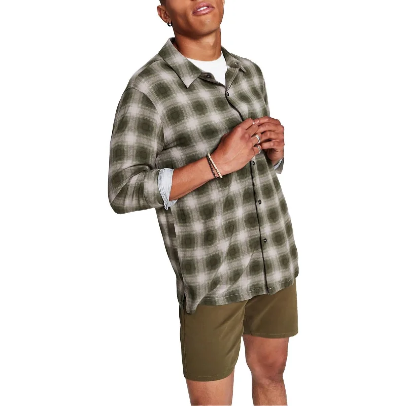 And Now This Mens Plaid Collared Button-Down Shirt