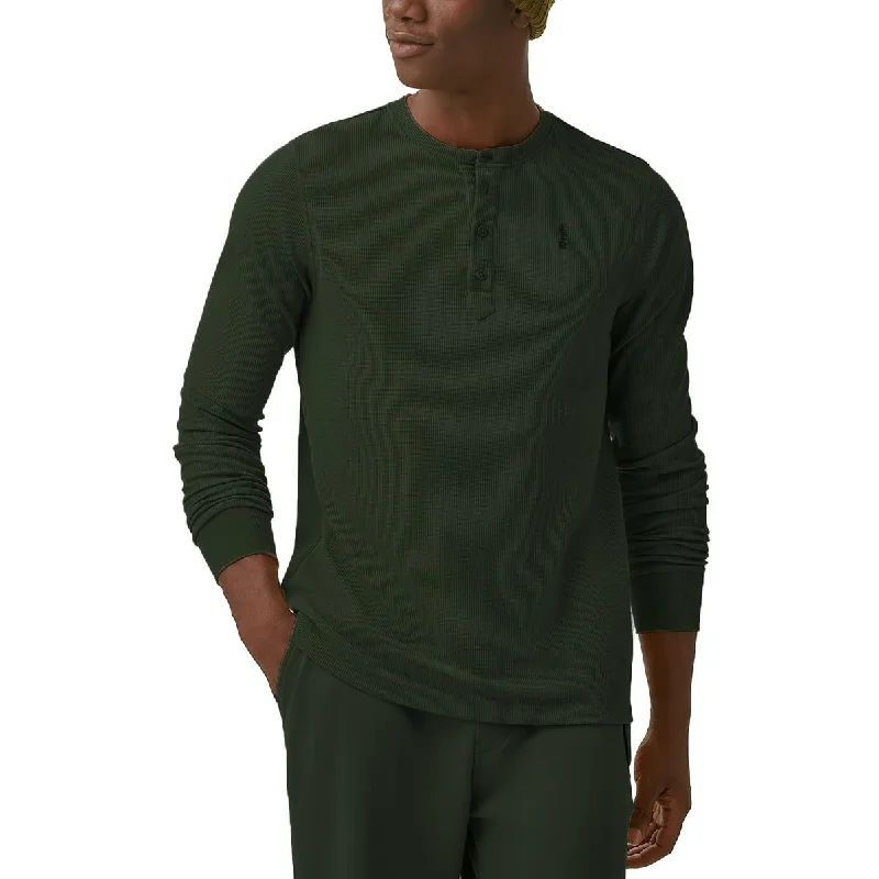 BASS OUTDOOR Mens Waffle Thermal Henley Shirt