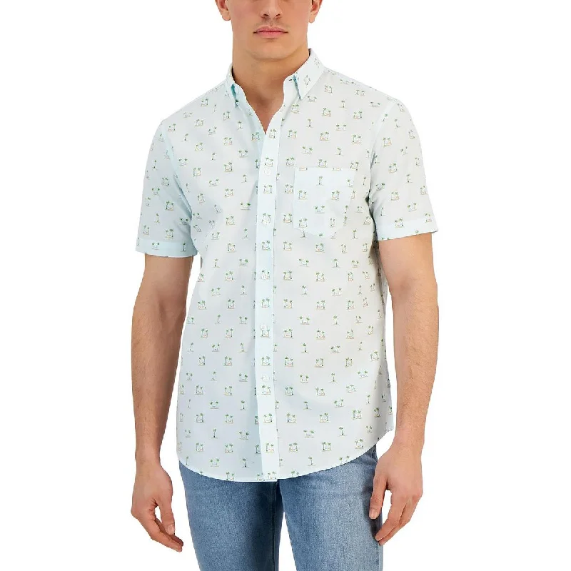 Club Room Mens Cotton Printed Button-Down Shirt