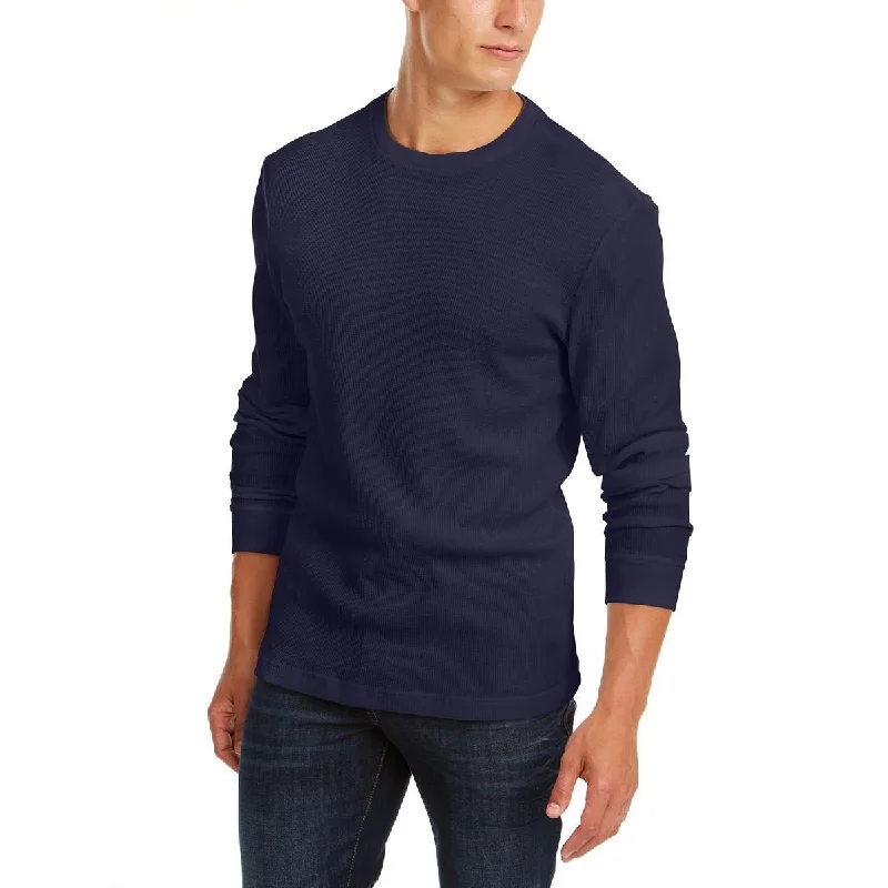 Club Room Mens Crewneck Waffle Knit Thermal Shirt