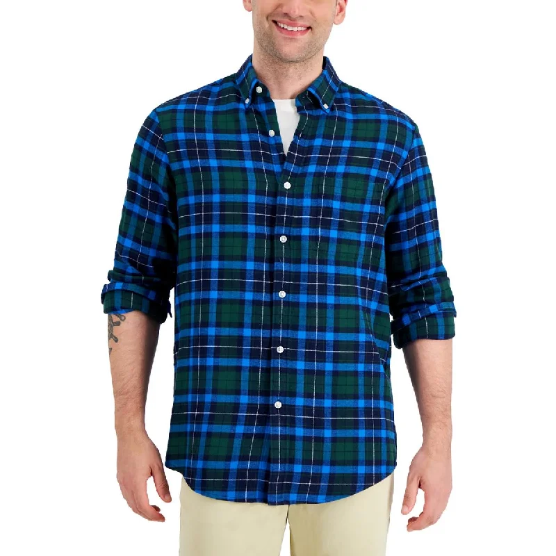 Club Room Mens Flannel Buffalo Plaid Button-Down Shirt