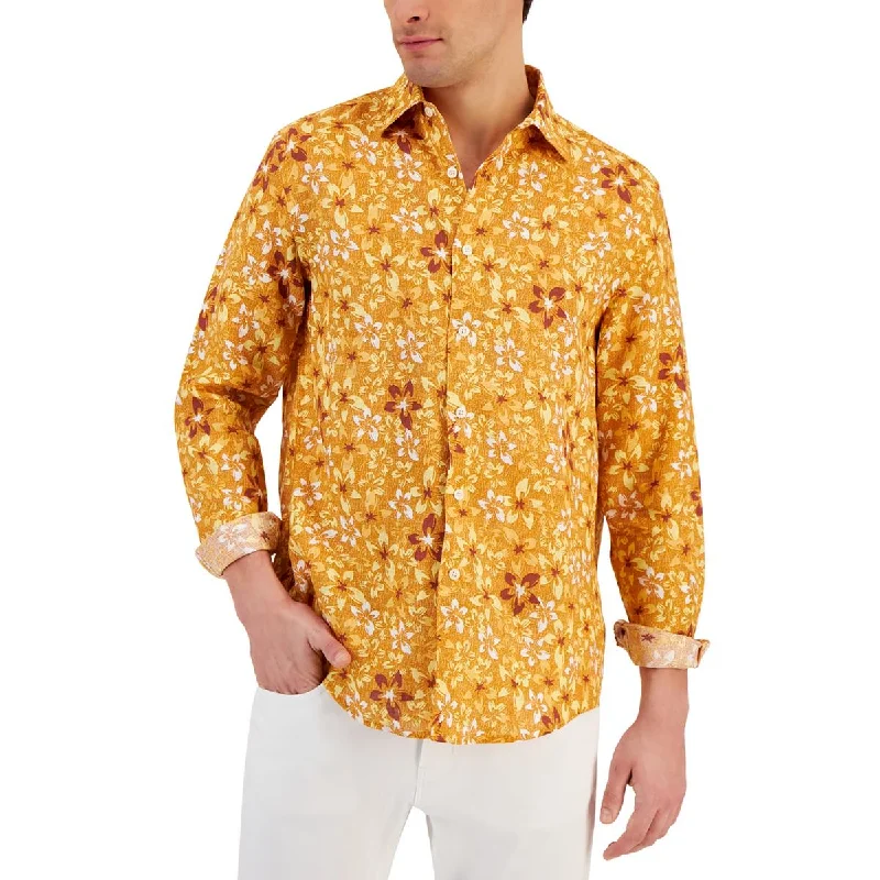 Club Room Mens Floral Collar Button-Down Shirt