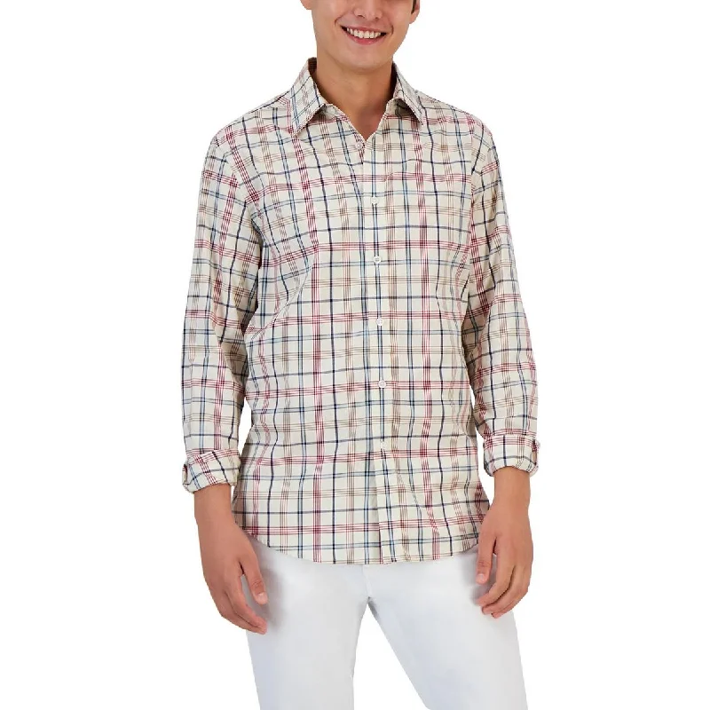 Club Room Mens Palermo Cotton Plaid Button-Down Shirt