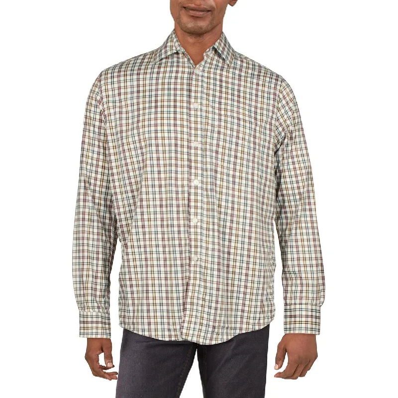 Club Room Mens Plaid Collared Button-Down Shirt