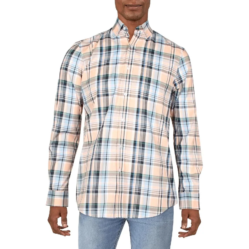 Club Room Mens Plaid Stretch Button-Down Shirt