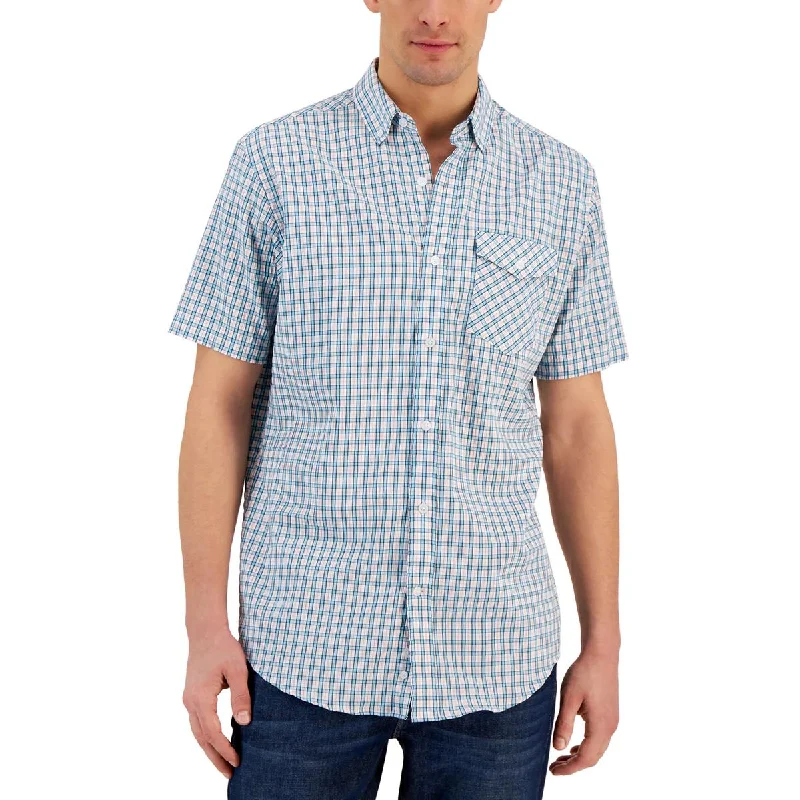 Club Room Mens Plaid Woven Button-Down Shirt