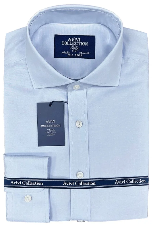 Avivi Collection Cotton Classic Fit Dress Shirt - Light Blue