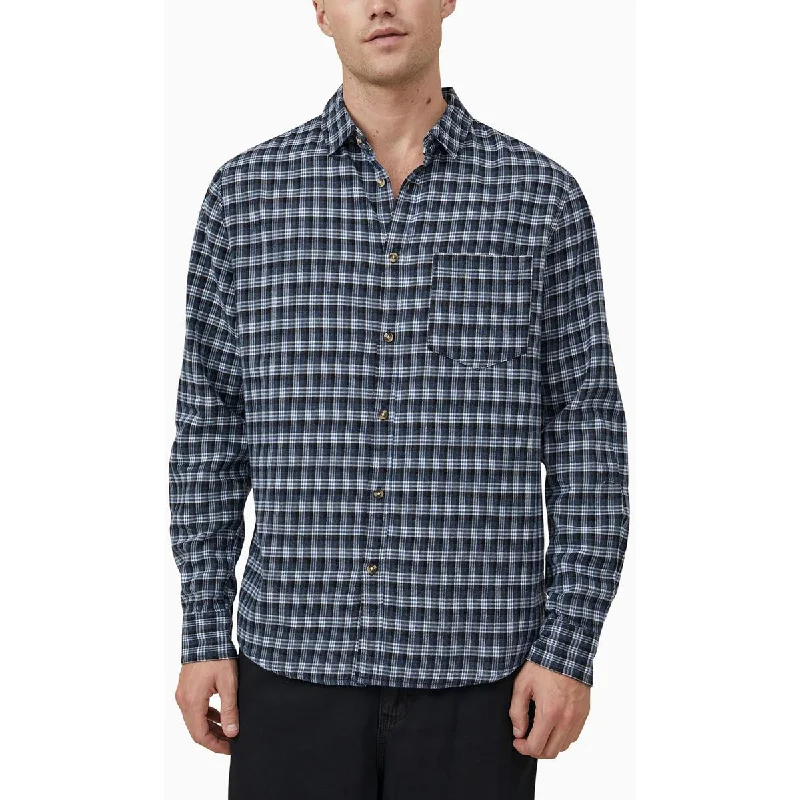 Cotton On Mens Camden Plaid Collared Button-Down Shirt