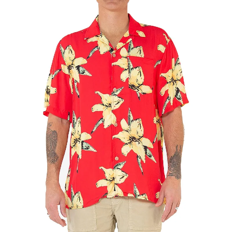 Deus Ex Machina Mens Havana Floral Print Button Down Hawaiian Print Shirt