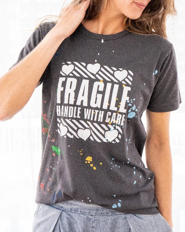 Fragile, Handle with Care - Black Unisex Splatter Tee