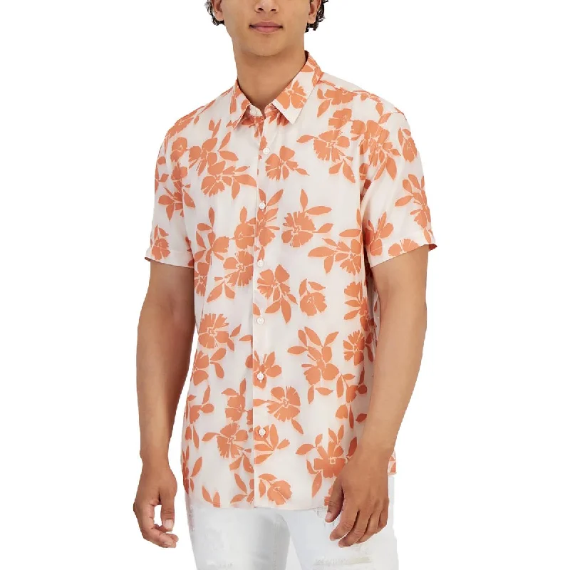 Guess Mens Floral Collar Button-Down Shirt