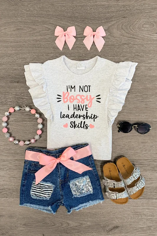 "I'm Not Bossy I Have Leadership Skills" Denim Short Set