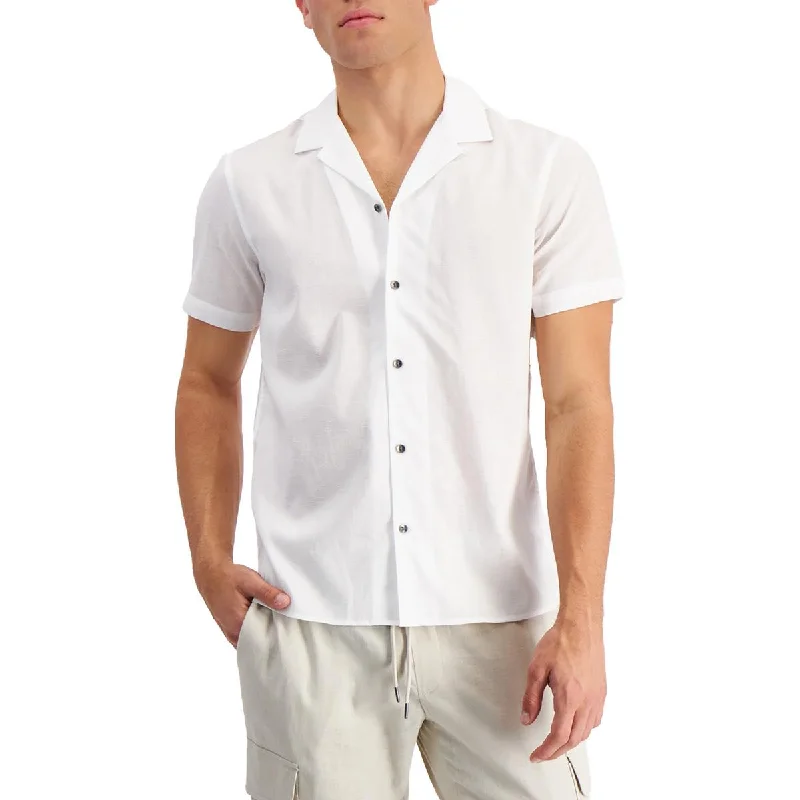 INC Mens Textured Collared Button-Down Shirt