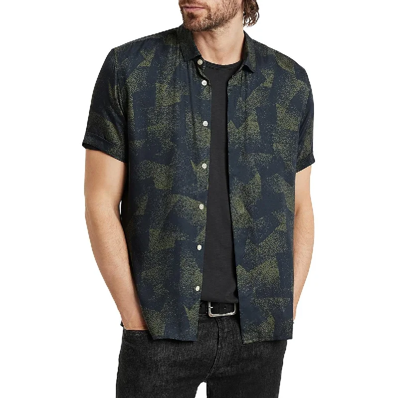 John Varvatos Mens Loren Collar Short Sleeve Button-Down Shirt