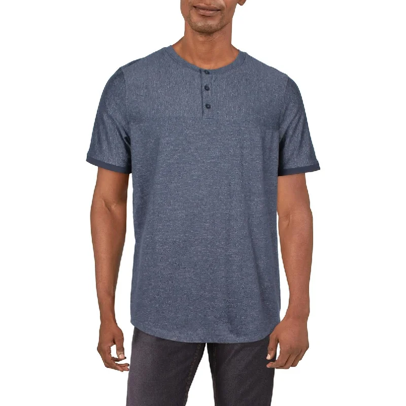 Kenneth Cole Mens Heathered Cotton Henley Shirt