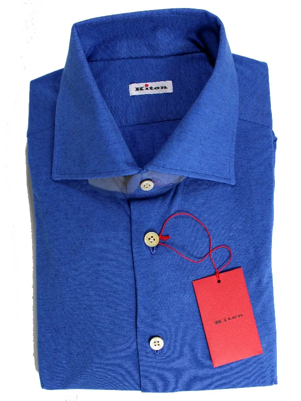 Kiton Shirt Royal Blue Sartorial Dress Shirt 40 - 15 3/4 REDUCED SALE