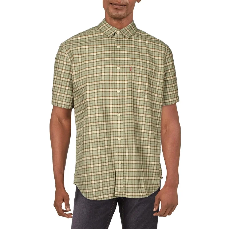 Levi's Mens Plaid Collared Button-Down Shirt